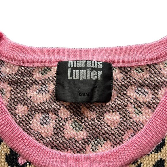 Markus Lupfer Natalie Leopard Pink Sweater Jumper Sz Small 100% Merino Wool $420 - Picture 12 of 14